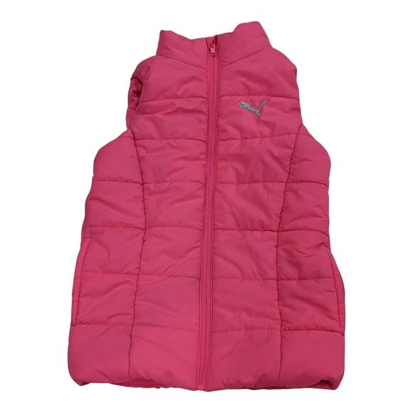 Puma Puffer Vest Cold Winter Barbie Bright Pink Girls Size Small 7 8 - Picture 1 of 5